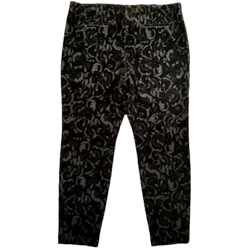 Alfani NWOT Women's Black Velvet Floral Flocked Pants Stretch Size 16 - Picture 7 of 9